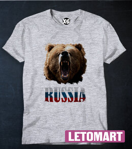 Футболка принт медведь Russia триколор