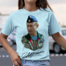 Женская футболка с принтом Путин в Пилотке с автографом