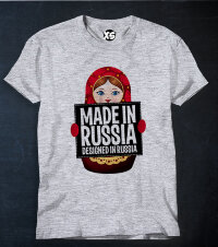 Футболка принт  Made in Russia матрешка