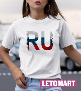 Женская футболка с надписью Знак RU