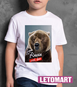 Детская футболка принт с медведем - From Russia with love