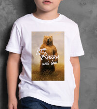 Детская Футболка принт с медведем - Из России с любовью