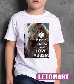 Детская футболка принт с медведем keep kalm