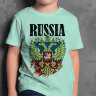 Детская Футболка принт Russia с Гербом и флагом России new