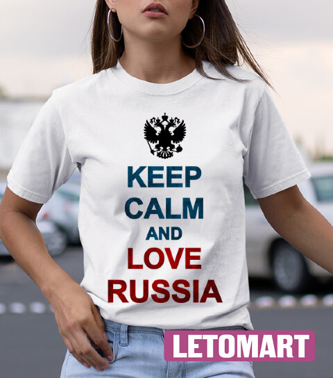 Женская Футболка с надписью Оверсайз KEEP Calm and love Russian