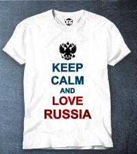Футболка с надписью keep calm and love russia