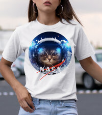 Женская Футболка с надписью Оверсайз NASA кошка