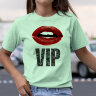 Женская футболка с принтом и надписью VIP с Губами