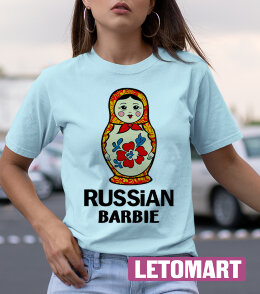 Женская Прикольная Футболка Russian Barbie