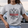 Женская футболка с принтом Герб России Черно-белый