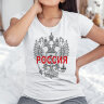 Женская футболка с принтом Герб России Черно-белый