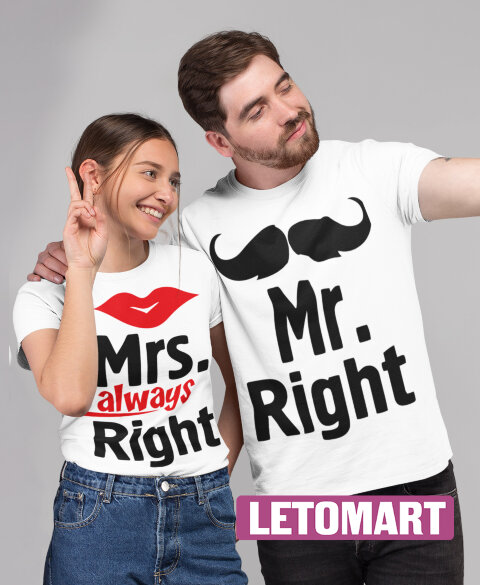 Парные футболки Mr. Right Mrs Always Right (комплект 2 шт.)