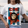 Женская футболка с принтом и надписью ЧеГевара с Флагом