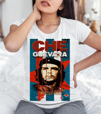 Женская футболка с принтом и надписью ЧеГевара с Флагом