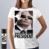 Женская футболка с принтом Mr President в Очках