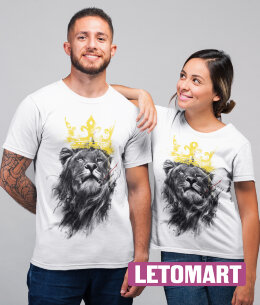 Парные футболки со Львом и Львицей в короне (комплект 2 шт.)