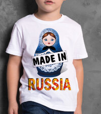 Детская Футболка принт с матрешкой Made in Russia