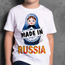 Детская Футболка принт с матрешкой Made in Russia