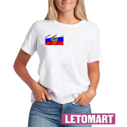 Женская футболка Флаг России с гербом