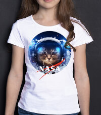 Детская Футболка для Девочки NASA кот