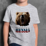 Детская Футболка принт медведь Russia триколор