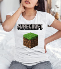 Женская футболка с принтом minecraft куб