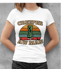 Женская футболка с принтом minecraft creeper aw man