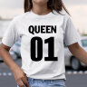 Женская Футболка с принтом и надписью Queen 01