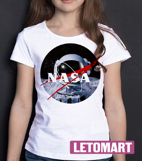 Детская Футболка для Девочки с логотипом NASA Космонавт на луне