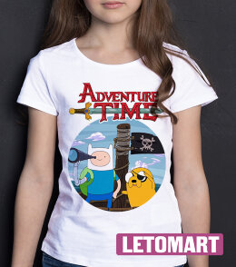Детская футболка Время Приключений Финн и Джейк на корабле для девочек