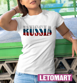 Женская футболка с Надписью Россия