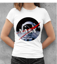 Женская Футболка принт с логотипом NASA Космонавт на луне