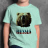 Детская Футболка принт медведь Russia триколор