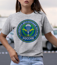 Женская Футболка принт с эмблемой ВДВ воздушно-десантные войска россии